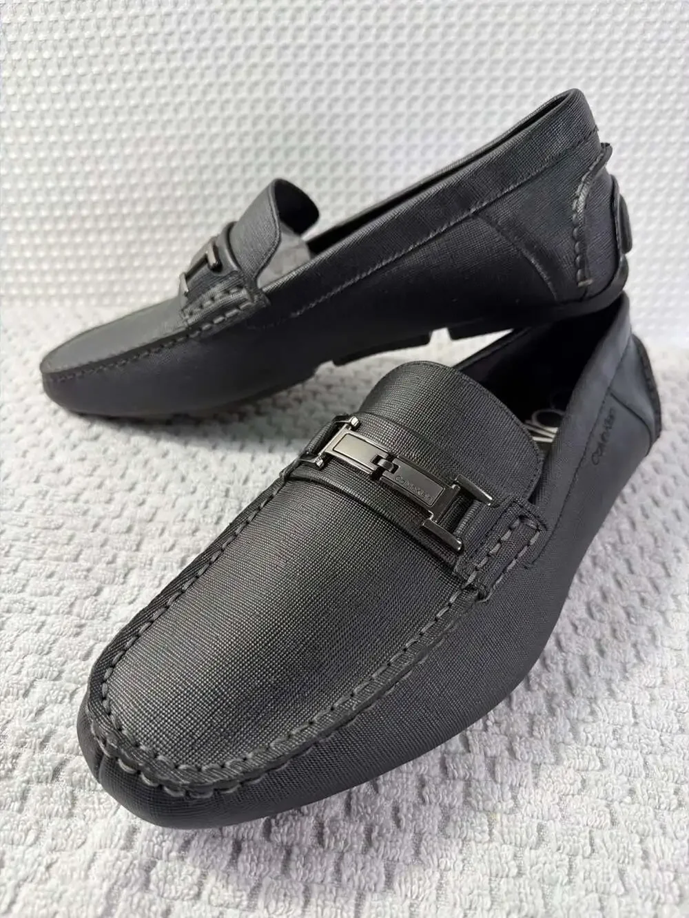 Calvin Klein Magnus Men's Slip-On Loafer in Black Weave Emboss